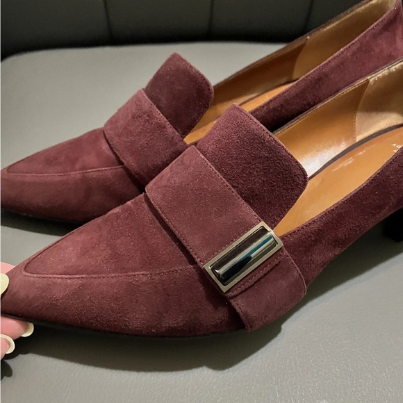 Aquatalia Maroon Suede Heels 11 M - Picture 6 of 8